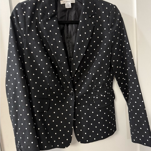 Liz Claiborne Black and White Polka Dot Blazer - Picture 1 of 2